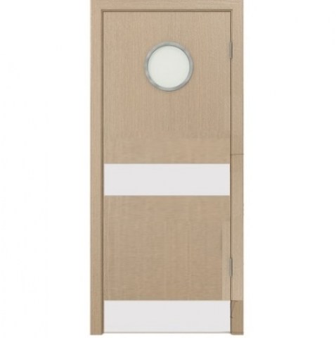 Дверь деревянная маятниковая с иллюминатором однопольная Модель 3