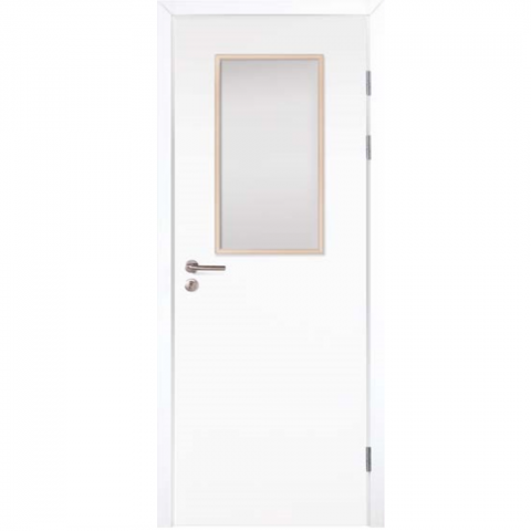 Дверь деревянная остекленная противопожарная EIS-30 белая остекленная L1